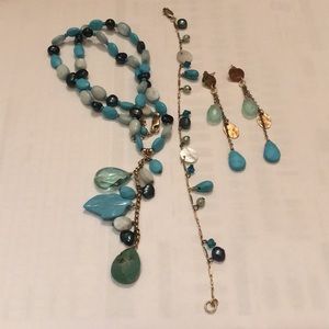 Blue and Gold Stone Jewelry Set